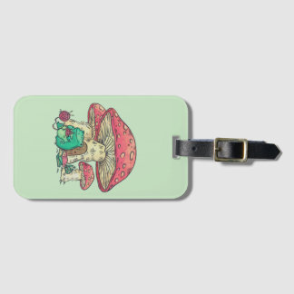 Cottage Core Frog Knitting under Mushroom  Luggage Tag