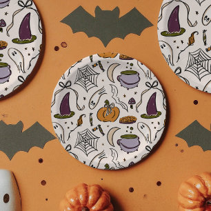 Cottage Core Halloween Illustrations Baby Shower Paper Plate