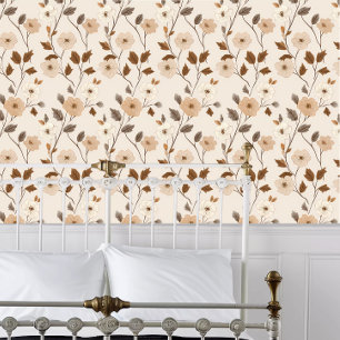 Cottage Core Neutral Flowers Wallpaper