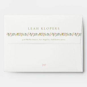 cottage core sweet floral girl bow baby shower envelope