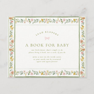 cottage core sweet flowers books for baby shower enclosure card