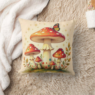 Cottage Core Vintage Mushrooms Art Cushion
