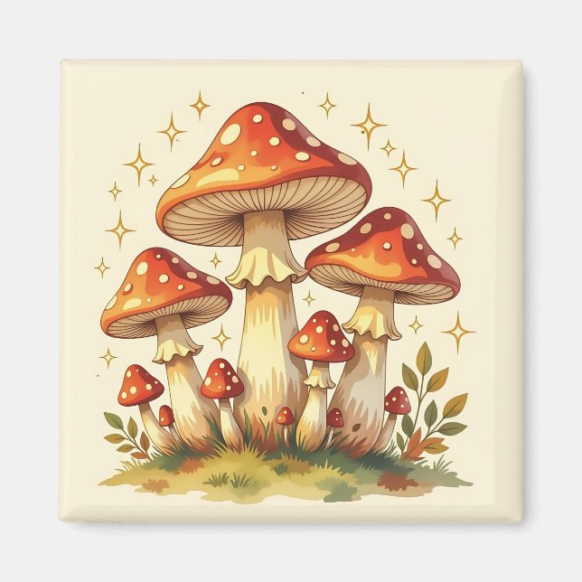 Cottage Core Vintage Mushrooms  Magnet (Front)