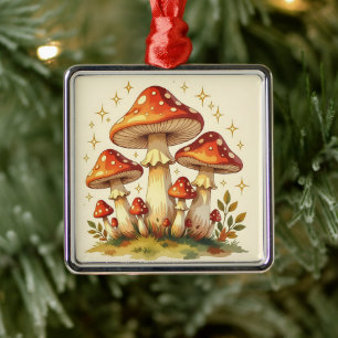 Cottage Core Vintage Mushrooms Metal Tree Decoration