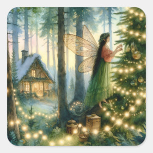 Cottage Core Whimsical Christmas Square Sticker