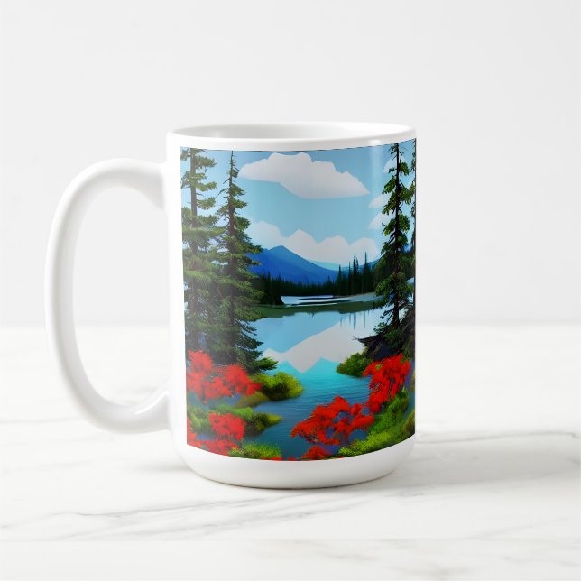 Cottage Country Lake View Coffee Mug (Left)