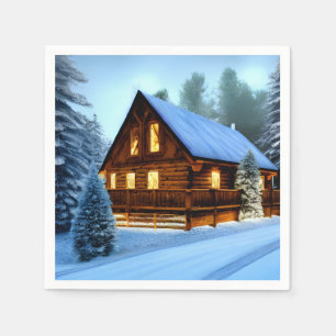 Cottage Country Northern Pine Cabin Napkin