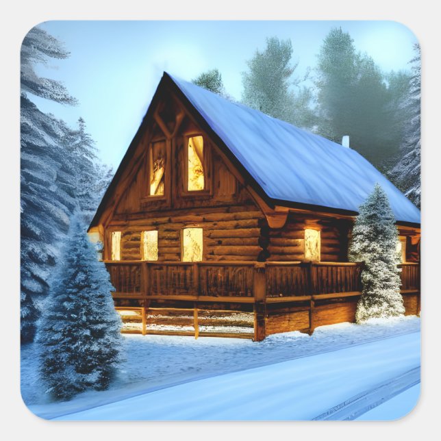 Cottage Country Northern Pine Cabin Square Sticker (Front)