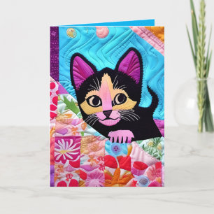 Cottage Country Quilts - Black And White Kitten Thank You Card