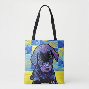 Cottage Country Quilts - Black Lab Puppy Tote Bag