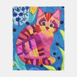 Cottage Country Quilts - Little Pink Kitten Fleece Blanket