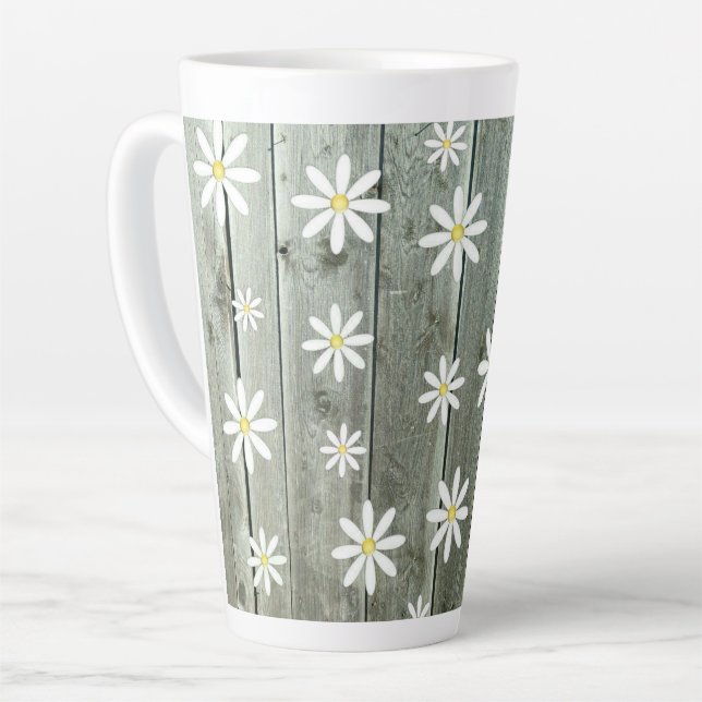 Cottage Daisy Latte Mug (Left Angle)