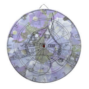 Cottage Embroidery & Petunias Dartboard