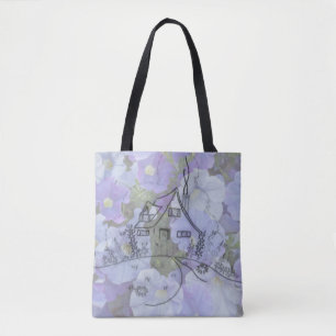 Cottage Embroidery & Petunias Tote Bag
