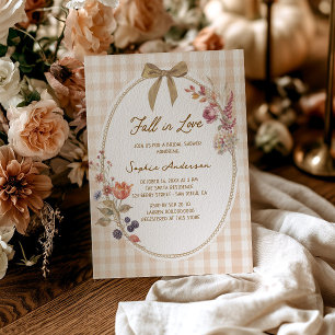 Cottage Fall in Love Gingham Bridal Shower Invitation