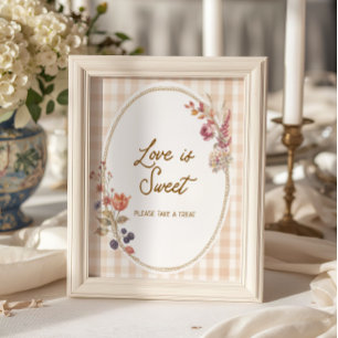Cottage Fall in Love Gingham Love is Sweet Poster
