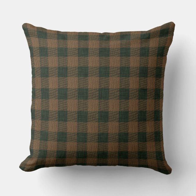 Cottage Farm | Brown and Green Plaid Cushion (Front)