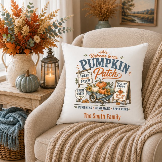 Cottage Farmhouse Personalised Pumpkin Patch Cushion (Creator Uploaded)