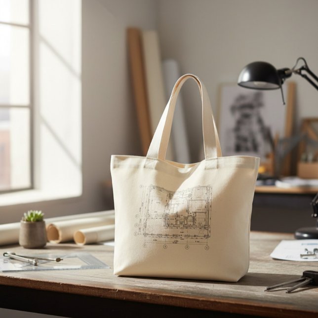 Cottage Floor Layout Blueprint Tote Bag (Creator Uploaded)