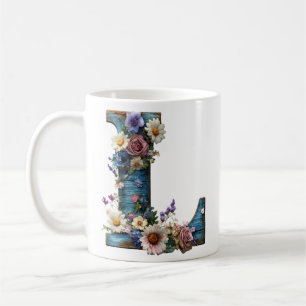 Cottage Floral Letter L Coffee Mug