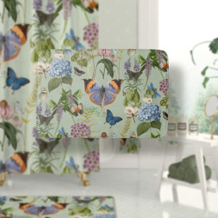 Cottage Floral Sage Botanical Butterfly Vintage Bath Mat