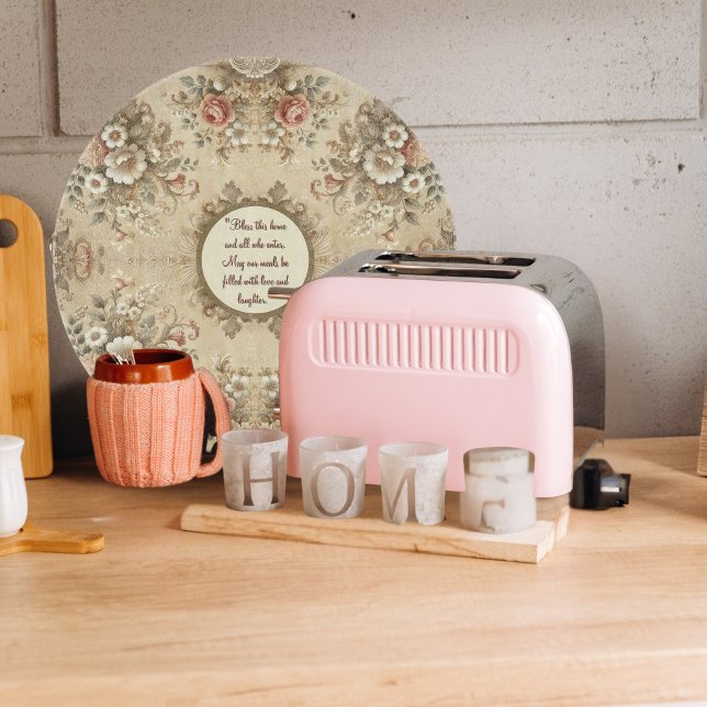 Cottage Floral Traditions Customisable Round Cutting Board (Creator Uploaded)