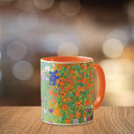 Cottage Flower Garden Gustav Klimt  Mug<br><div class="desc">A coffee mug with Cottage Garden c. 1907 by the Austrian artist Gustav Klimt (1862-1918). A delightful piece of art-inspired drinkware. This artwork showcases a vibrant garden filled with an array of exquisite orange, purple, blue, and white flowers. Klimt's technique in this painting includes a stippling effect, with small dabs...</div>