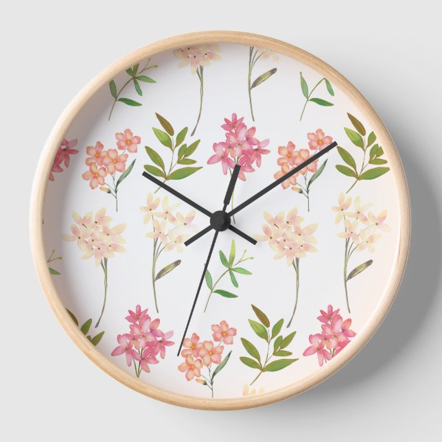 Cottage flowers traditional cosy pattern clock (Front)