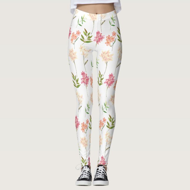 Cottage flowers traditional cosy pattern leggings (Front)