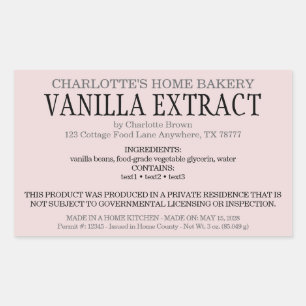 Cottage Food Homemade Vanilla Extract Rectangular Sticker