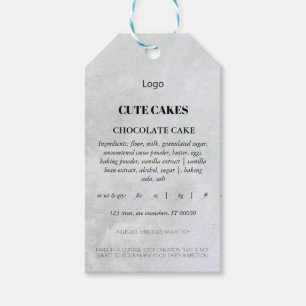 Cottage Food Label Cake Card Tag