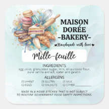 Cottage Food Law Bakery Pastry Ingredient Allergen