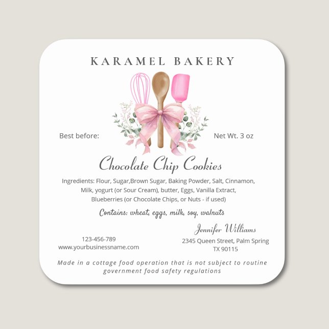 Cottage Food Law Label Utensils Cooking (Creator Uploaded)