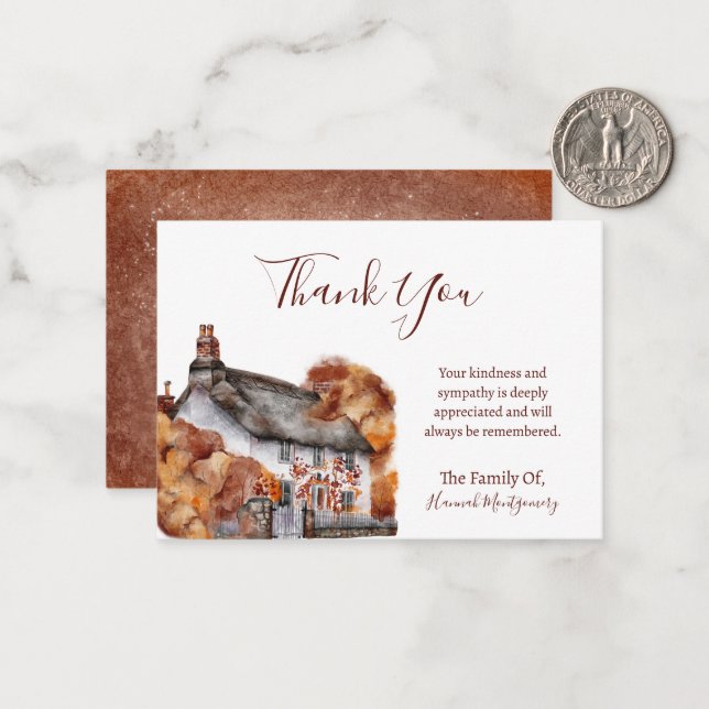 Cottage Forest Sympathy Thank You Card (Front/Back In Situ)