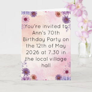 Cottage Garden 70th Birthday Floral Tea Party Card