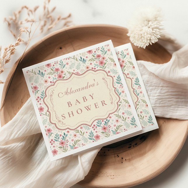 Cottage Garden Antique Baby Shower Napkin (Creator Uploaded)