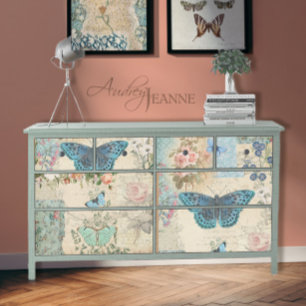 Cottage Garden Floral Butterfly Script Decoupage Tissue Paper