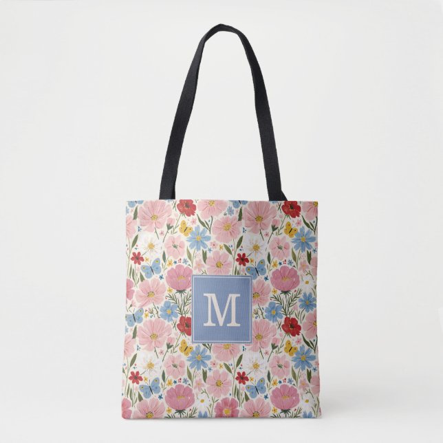 Cottage Garden Floral Tote Bag (Front)