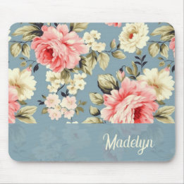 Cottage Garden Flowers Chic Shabby Script Mouse Mat