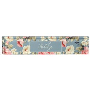 Cottage Garden Flowers Pattern Personalised Nameplate