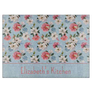 Cottage Garden Flowers Personalised Cutting Board