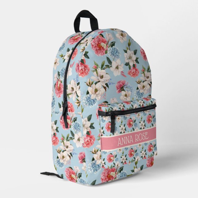 Cottage Garden Flowers Personalised Printed Backpack (Back Corner Left)
