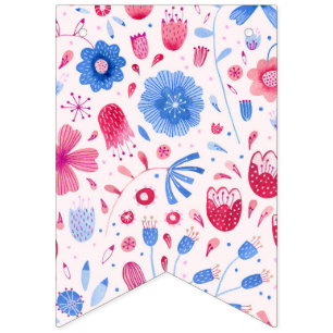 Cottage Garden Flowers Watercolor Bunting