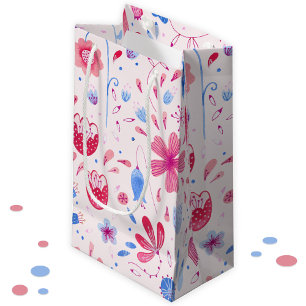 Cottage Garden Flowers Watercolor Small Gift Bag