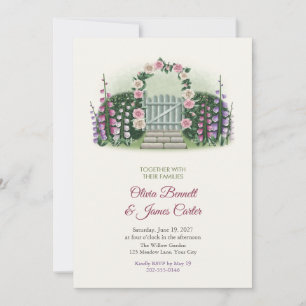 Cottage Garden Gate and Roses Wedding Invite