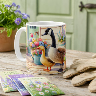 Cottage Garden Geese Spring Illustration Coffee Mug