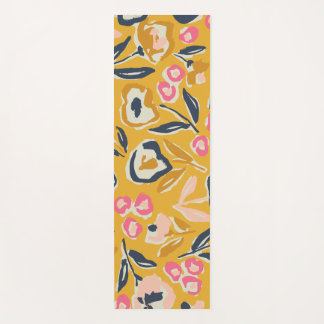 Cottage Garden Hand-Drawn Bold Inky Floral Pattern Yoga Mat