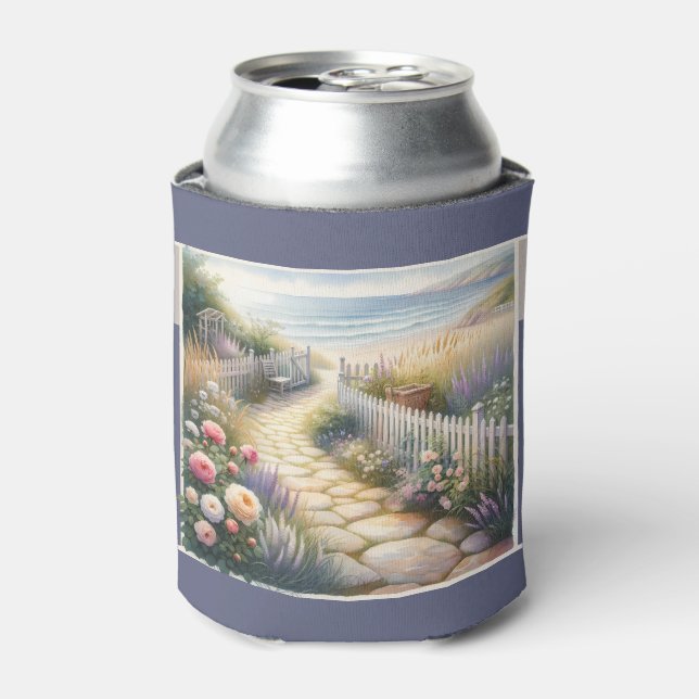 Cottage Garden Path to the Sea Can Cooler (Can Front)