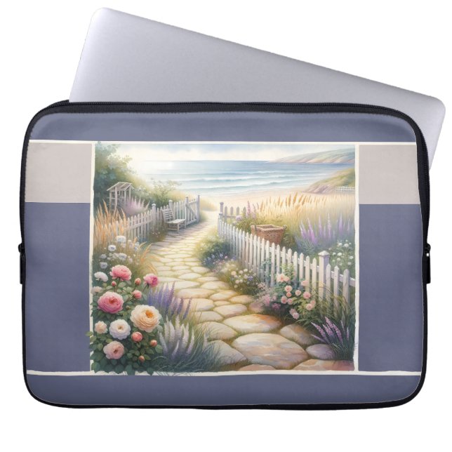 Cottage Garden Path to the Sea Laptop Sleeve (Front)