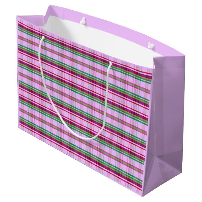 Cottage Garden Plaid LRVR Large Gift Bag (Back Angled)